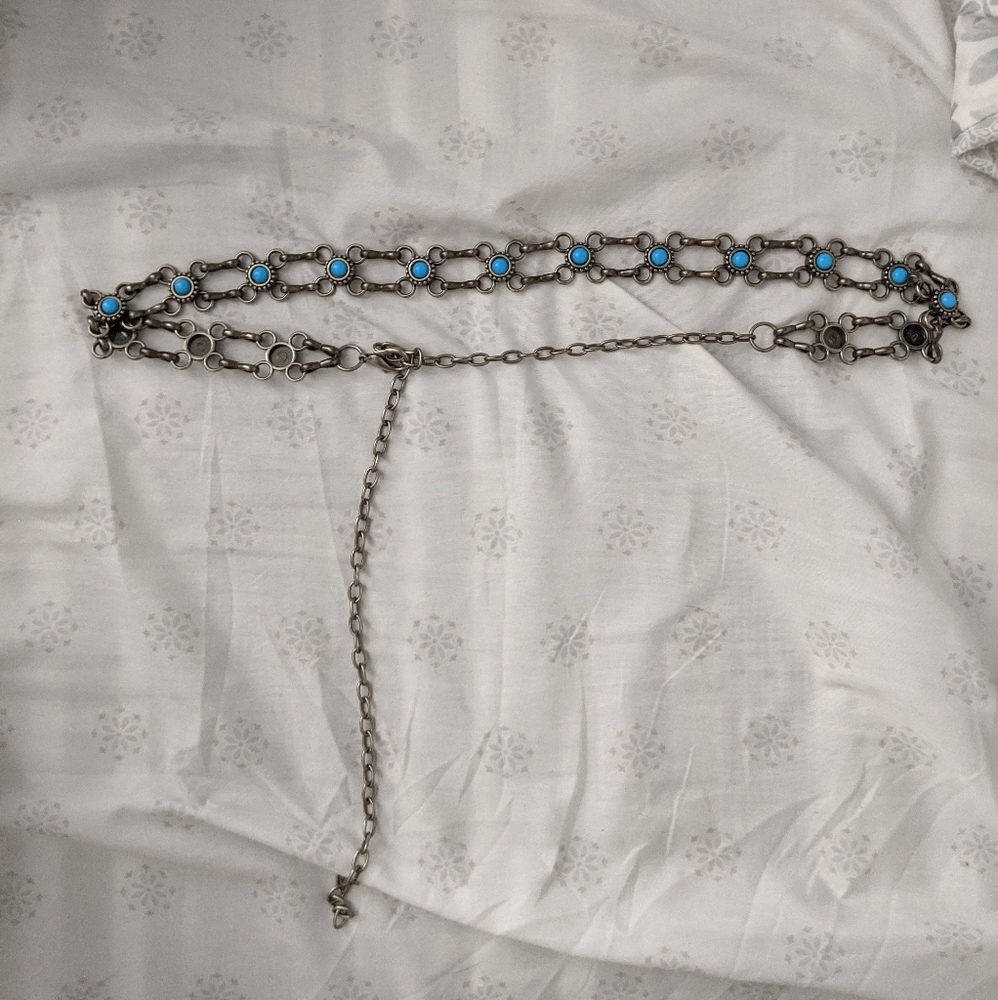 Chain Belt - Silver and Turquoise